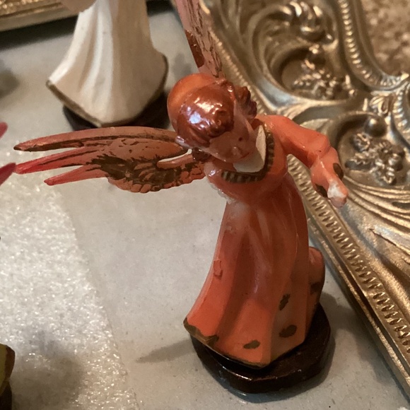Antique plastic angelic musicians set of 7 - Picture 6 of 8